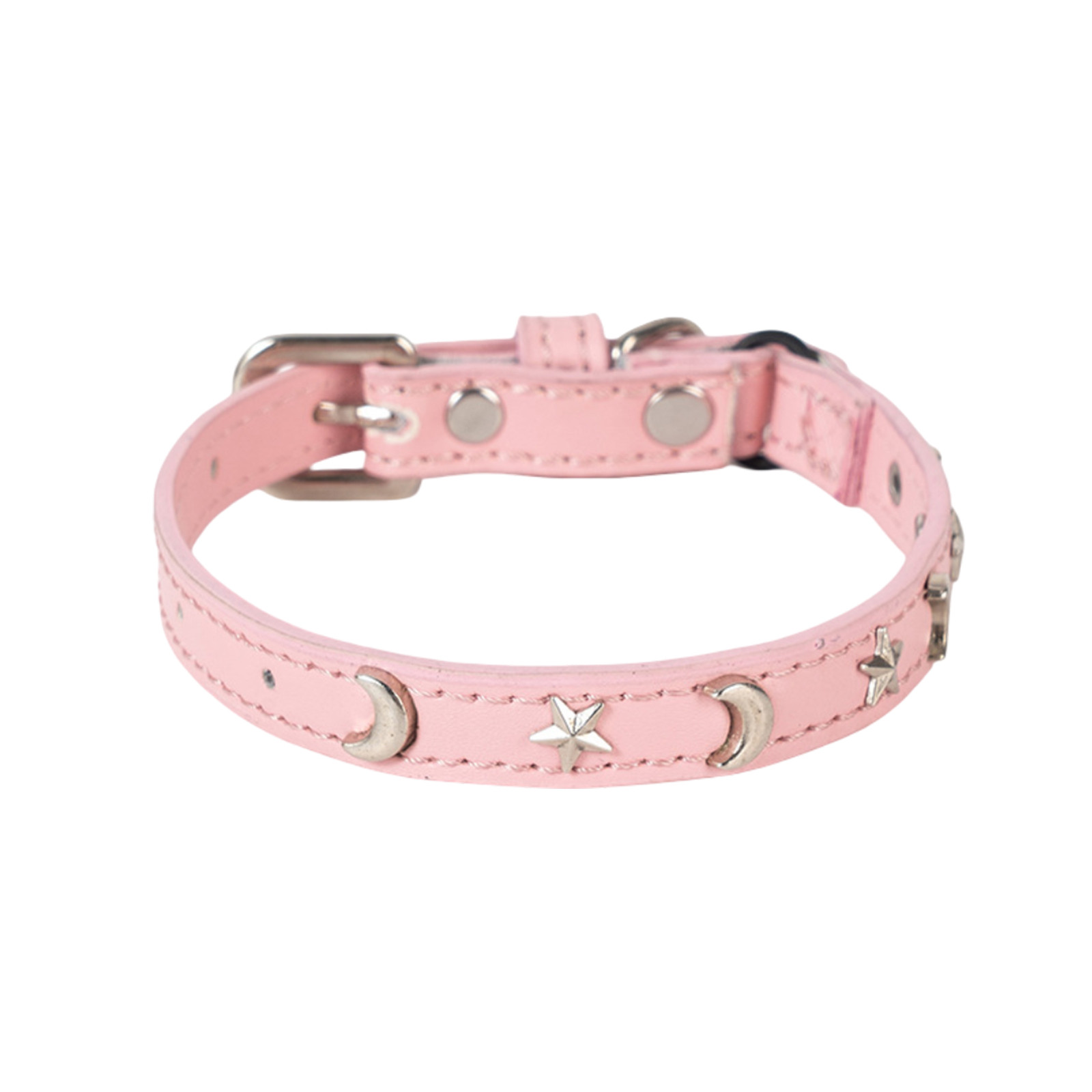 thumbnail image 2 of Collar de cuero para gatos adecuado para niños y niñas Gatos con banda elástica Estrella y luna Hebilla ajustable Collar adecuado para gatos pequeños Gatos grandes Tamaño 8-12 pulgadas, 2 of 2